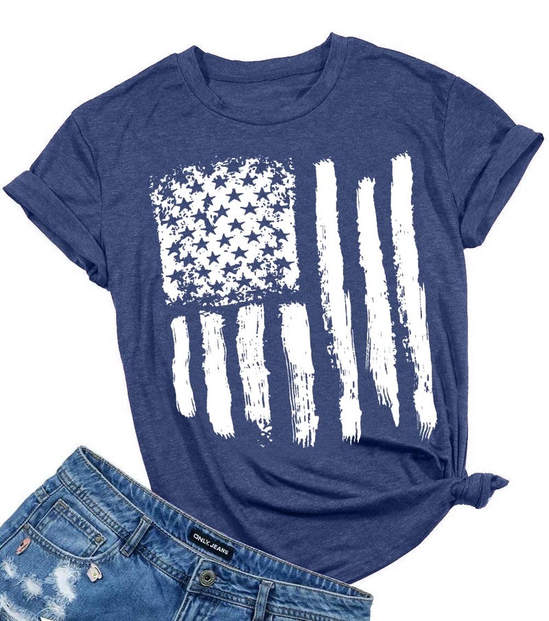 LUKYCILD Patriotic Shirts for Women American Flag Shirt 4th of July Tshirt Graphic Tees Casual Short Sleeve Tee Top - Image 1